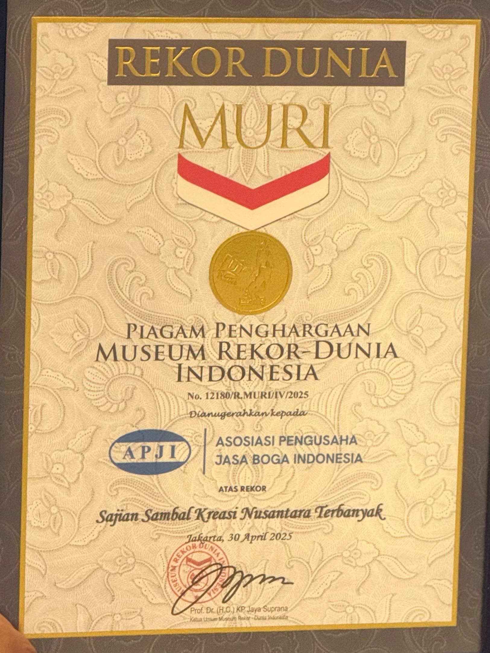 Sertifikat Rekor MURI 2025